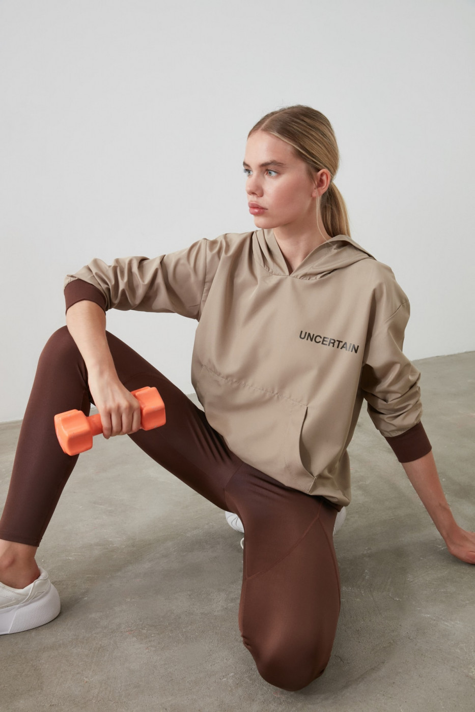 Trendyol Mink Kangaroo Pocket Sports Sweatshirt