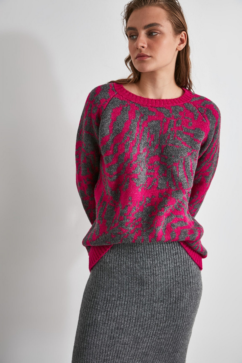 Trendyol Anthracite Jacquard Knit Sweater