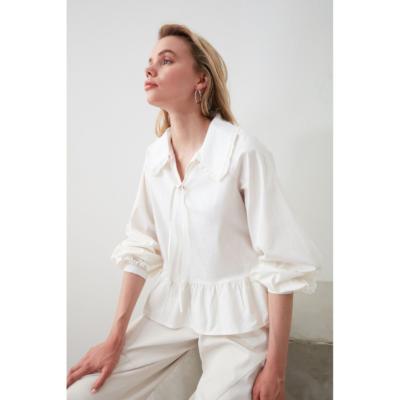 Trendyol Ekru Gathered Blouse