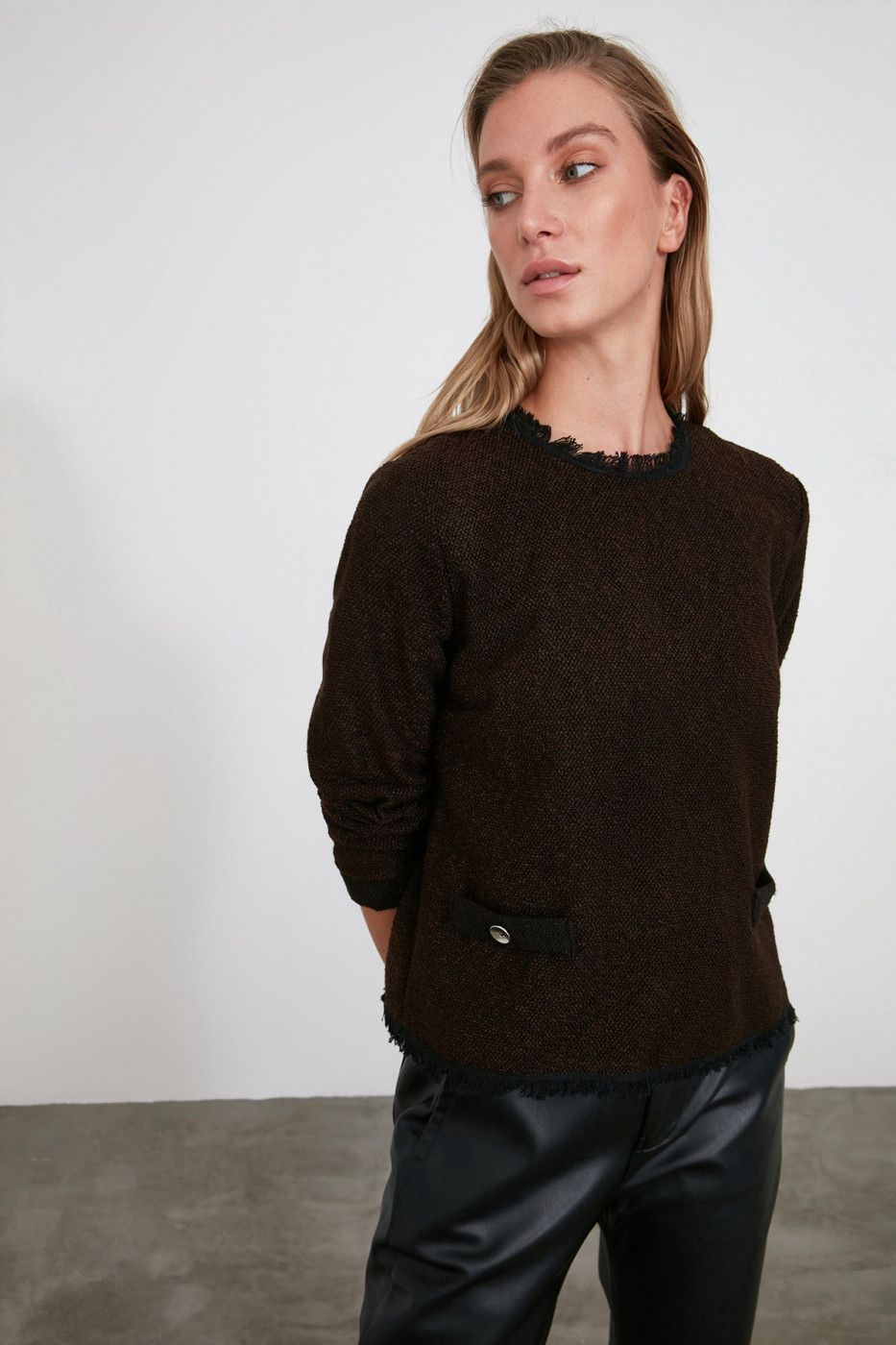 Trendyol Brown Tassel Blouse