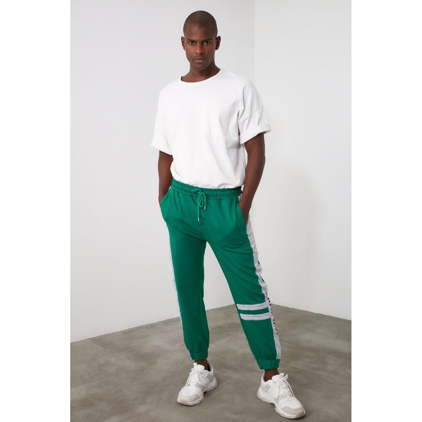 Trendyol Green Men's Printed PanelEd Tracksuit bottom