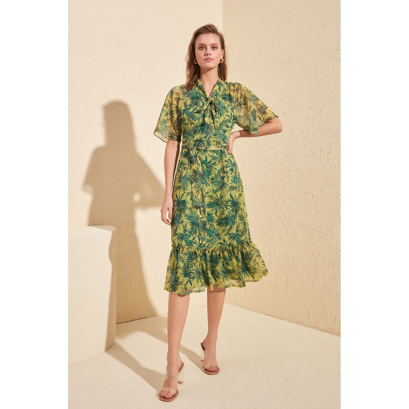 Trendyol MultiColored Belt edifties scarf collar dress
