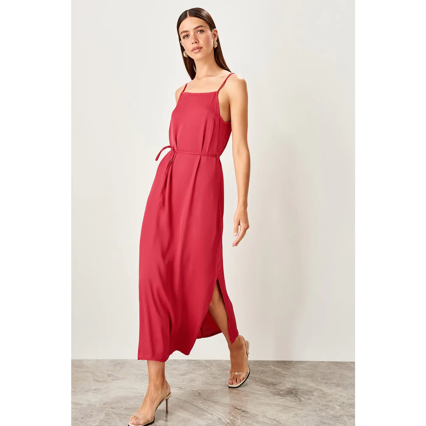Trendyol Fuchsia strap fastening Detailed dress