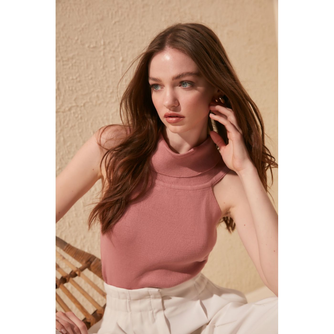 Trendyol Rose-Dried Collar Detailed Knitwear Blouse
