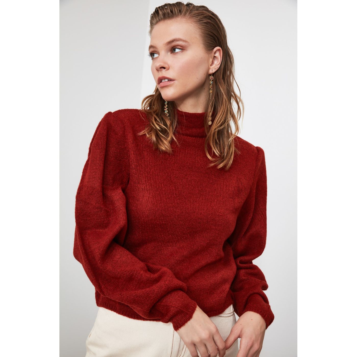 Trendyol TdandEr Collar Lever Plili Knit Sweater