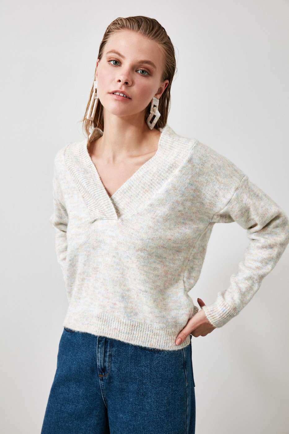 Trendyol Beige Gradient Knitwear Sweater