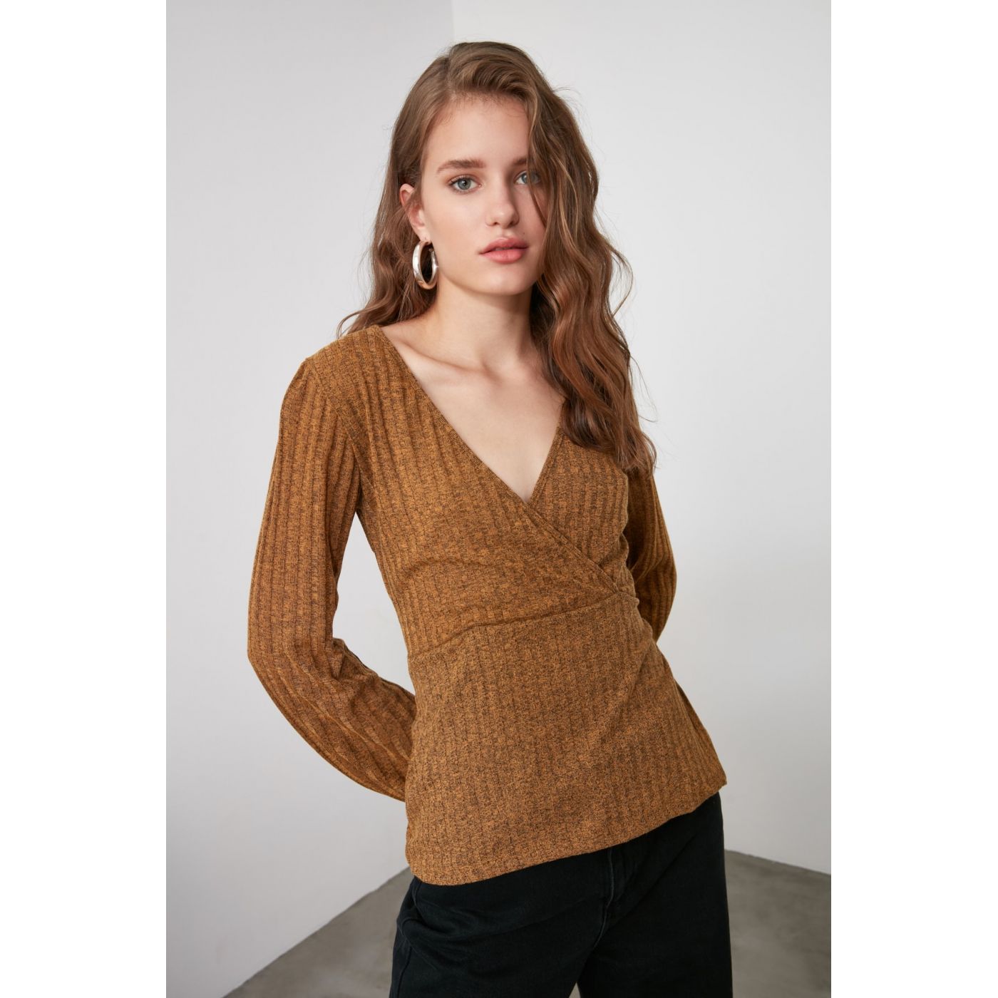 Trendyol Mustard Cruise Knitted Blouse