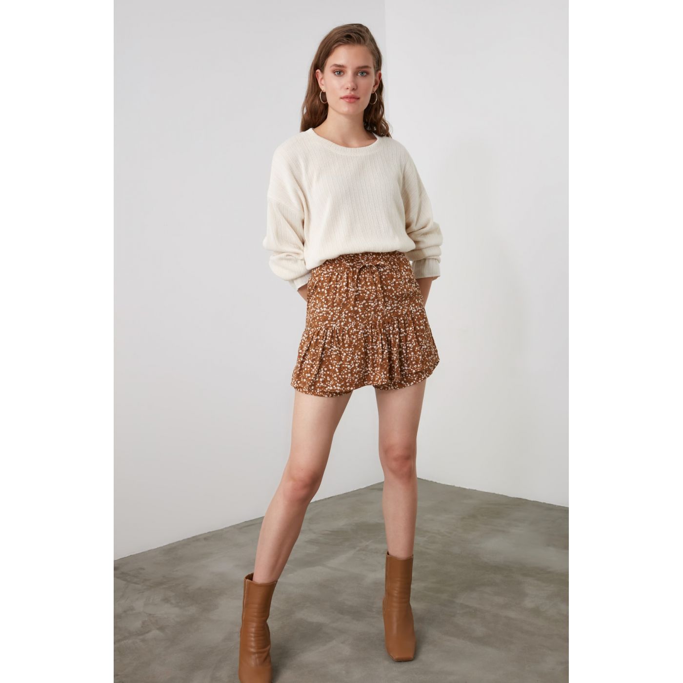 Trendyol Brown Skirt Looking Shorts & Bermuda