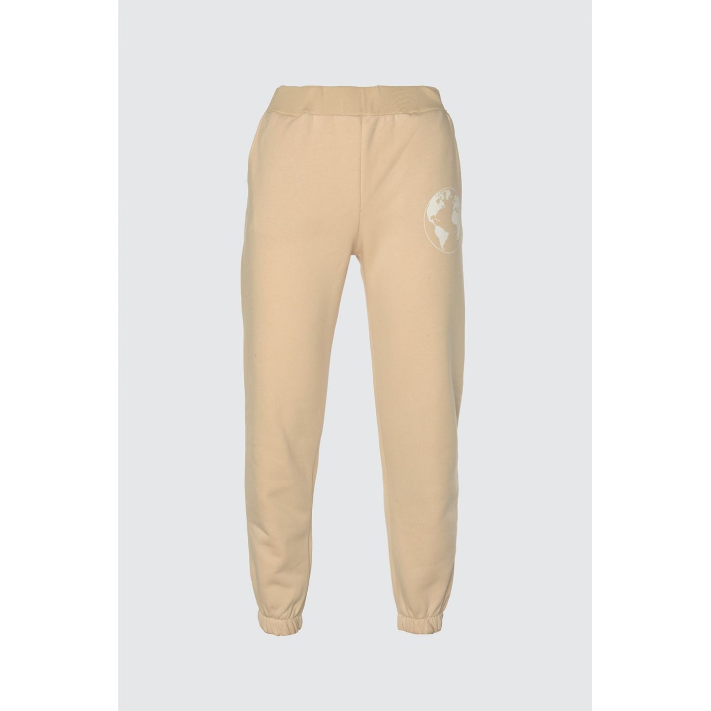 Trendyol Beige Printed Loose Jogger Knitted Tracksuit bottom
