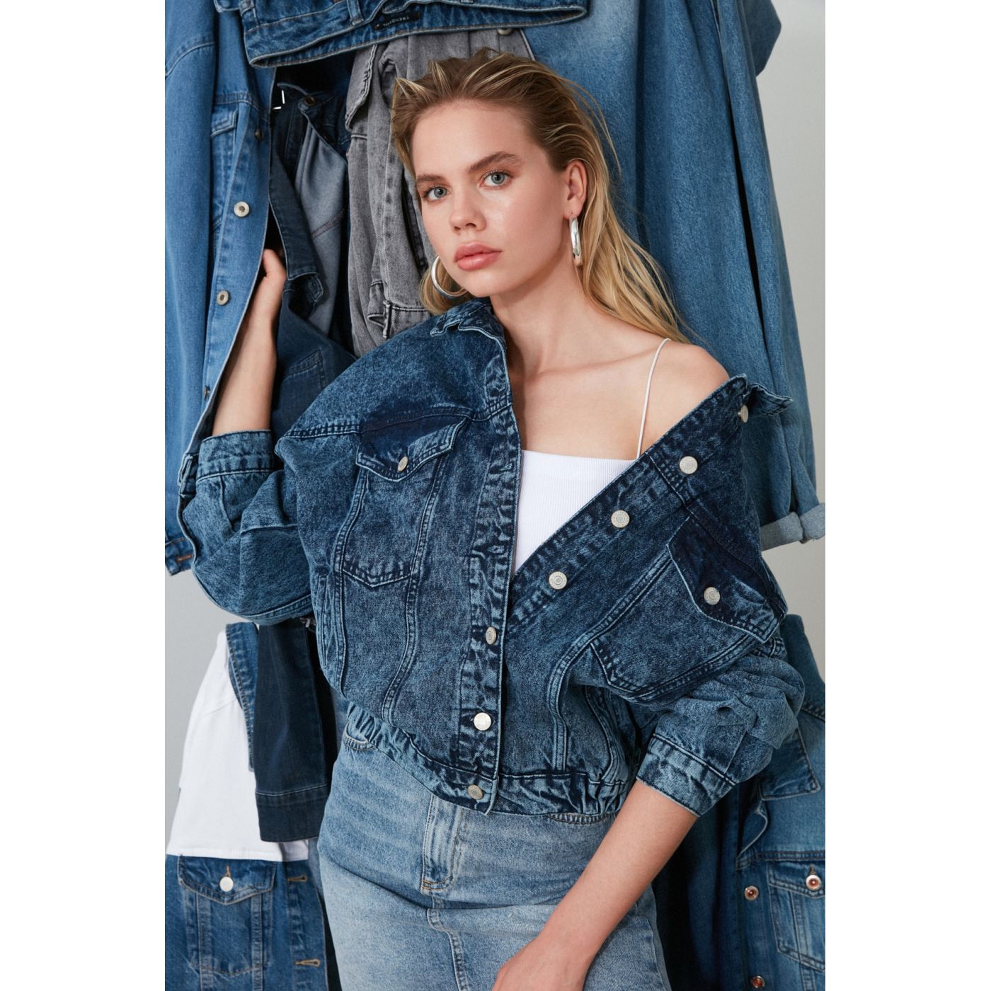Trendyol Navy Basic Denim Jacket