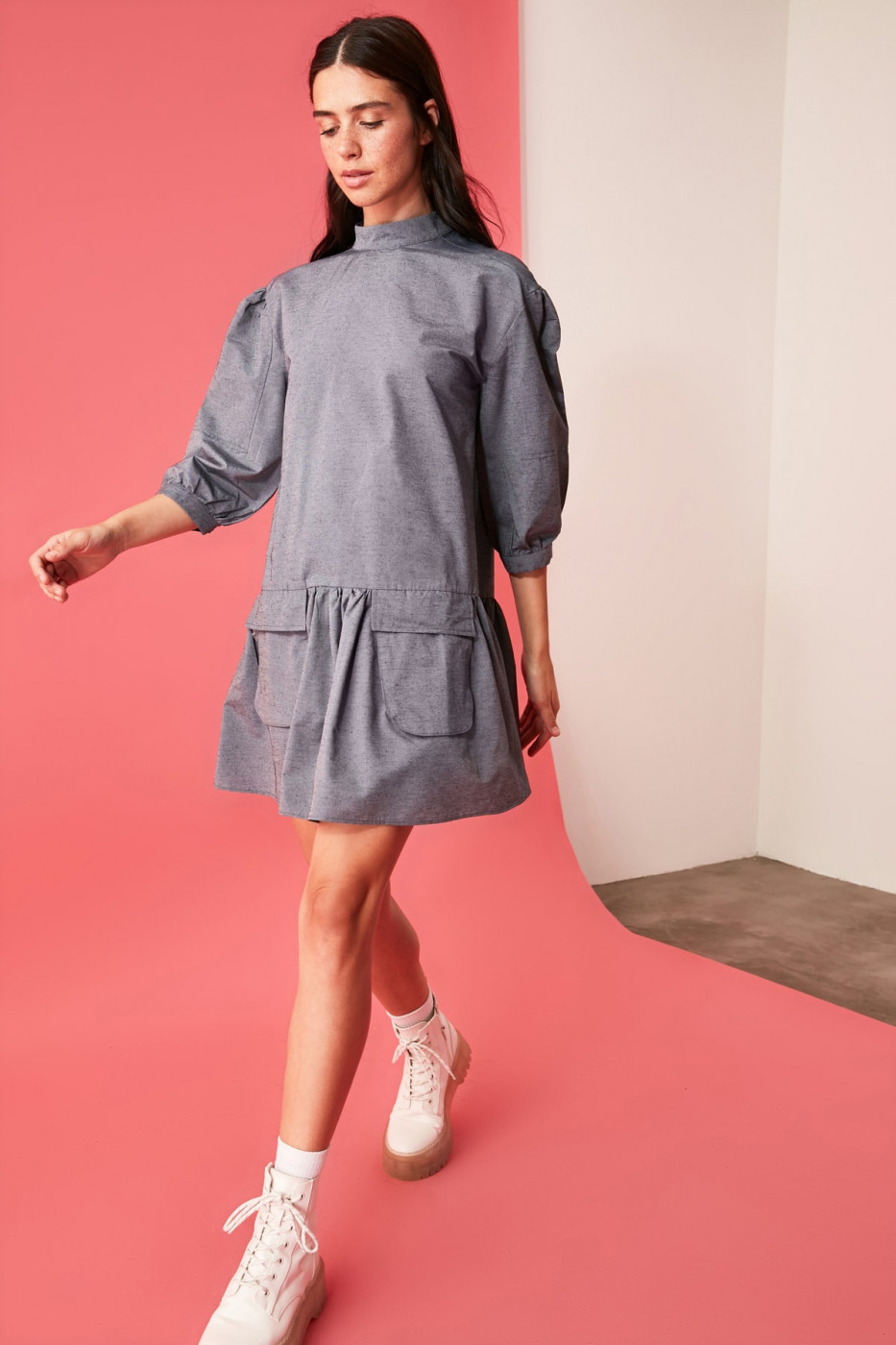 Trendyol Navy Pocket Detailed Dress