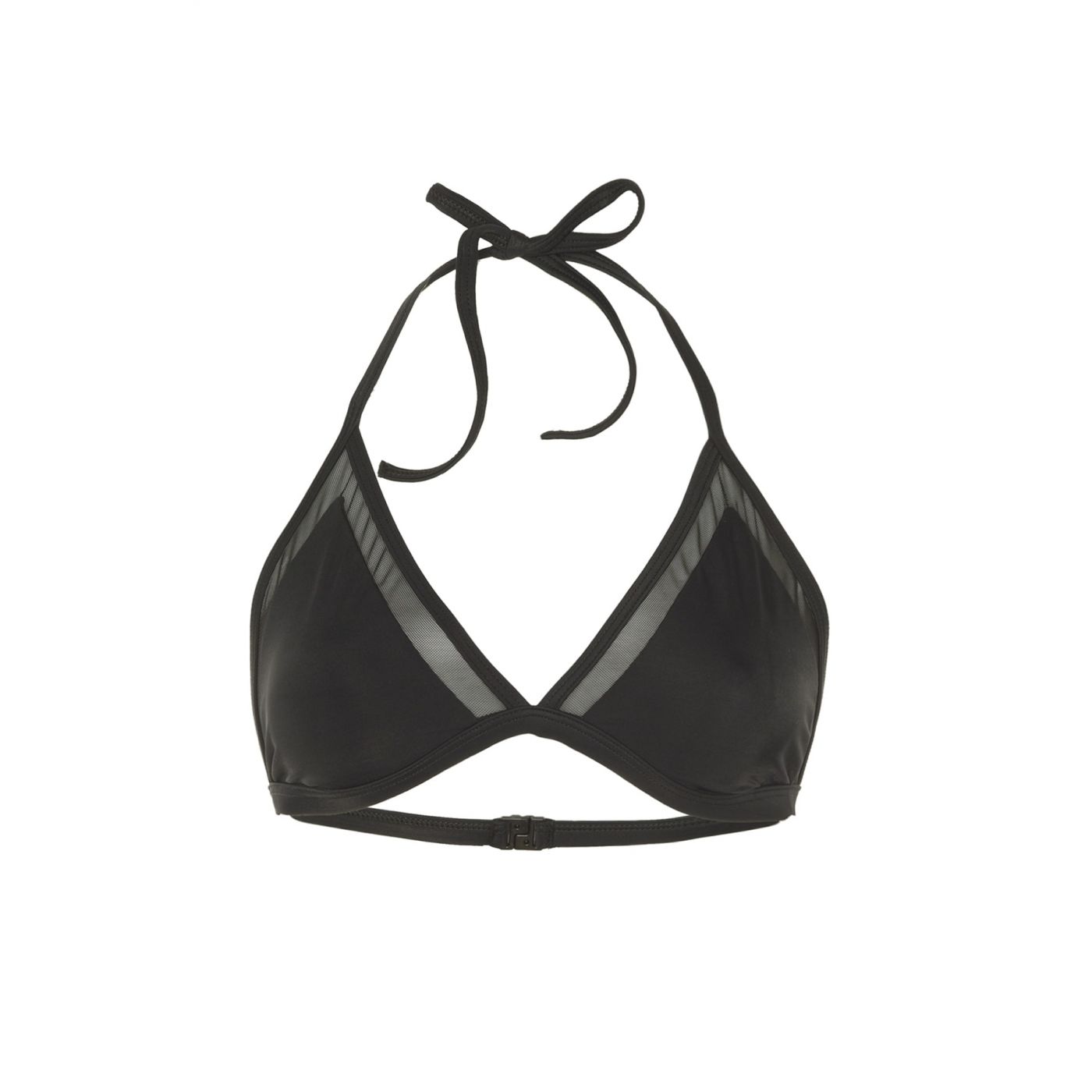 Trendyol Black Tulle Detailed Triangle Bikini Top