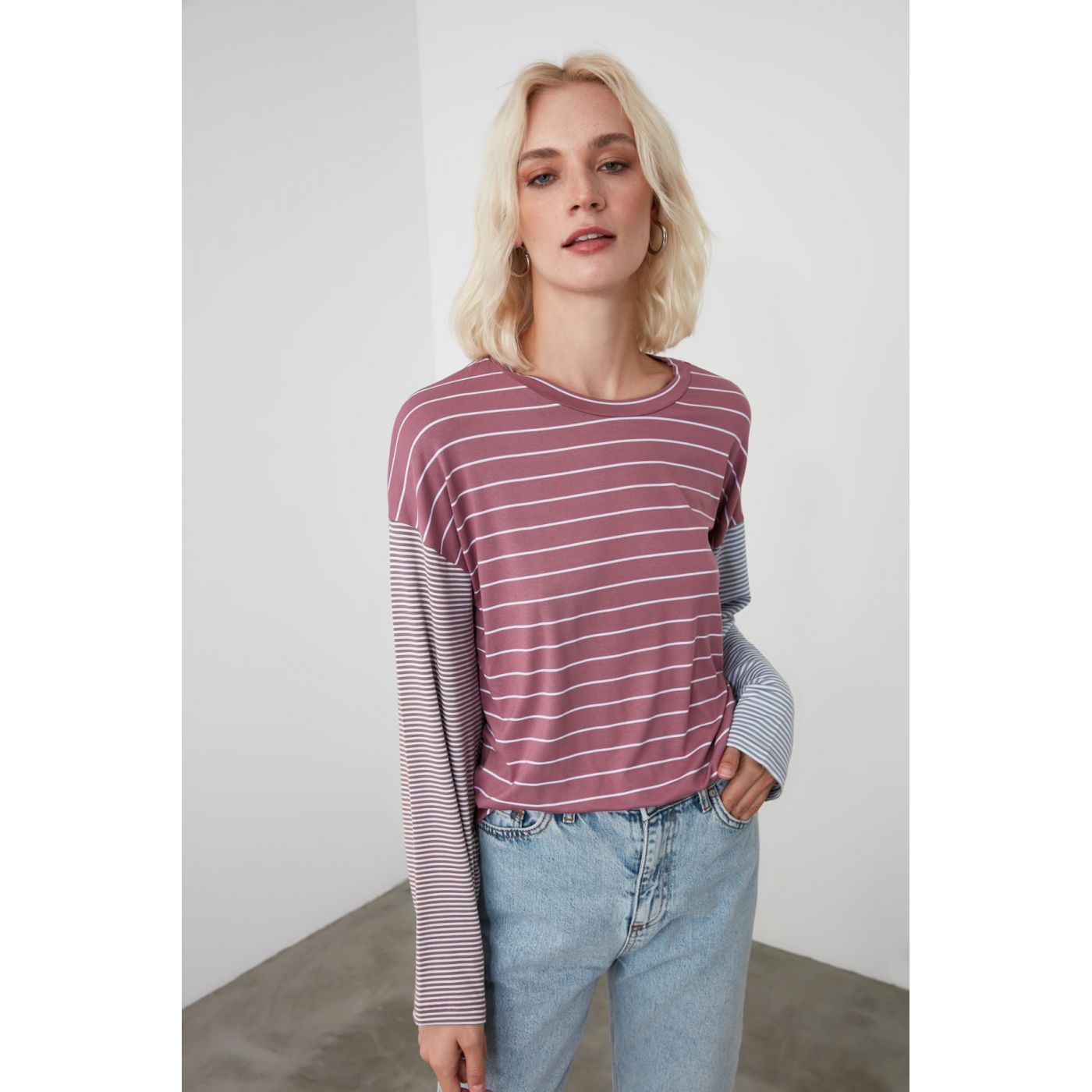 Trendyol Pink Striped Knitted Blouse