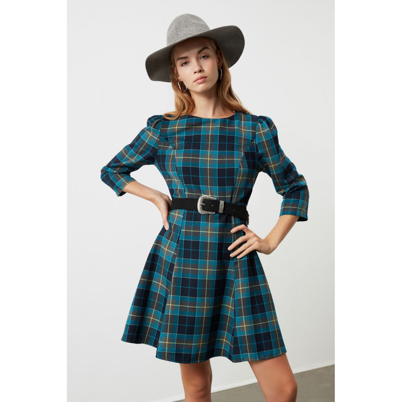 Trendyol Blue Checkered Dress