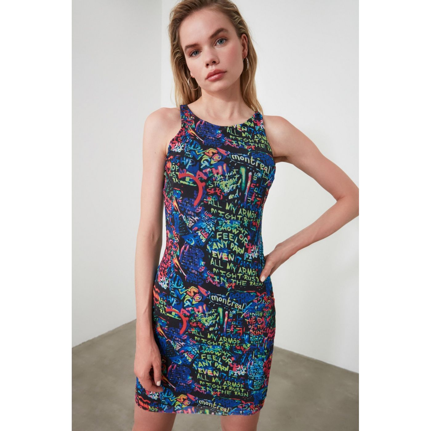 Trendyol Blue Sleeveless Knitting Dress