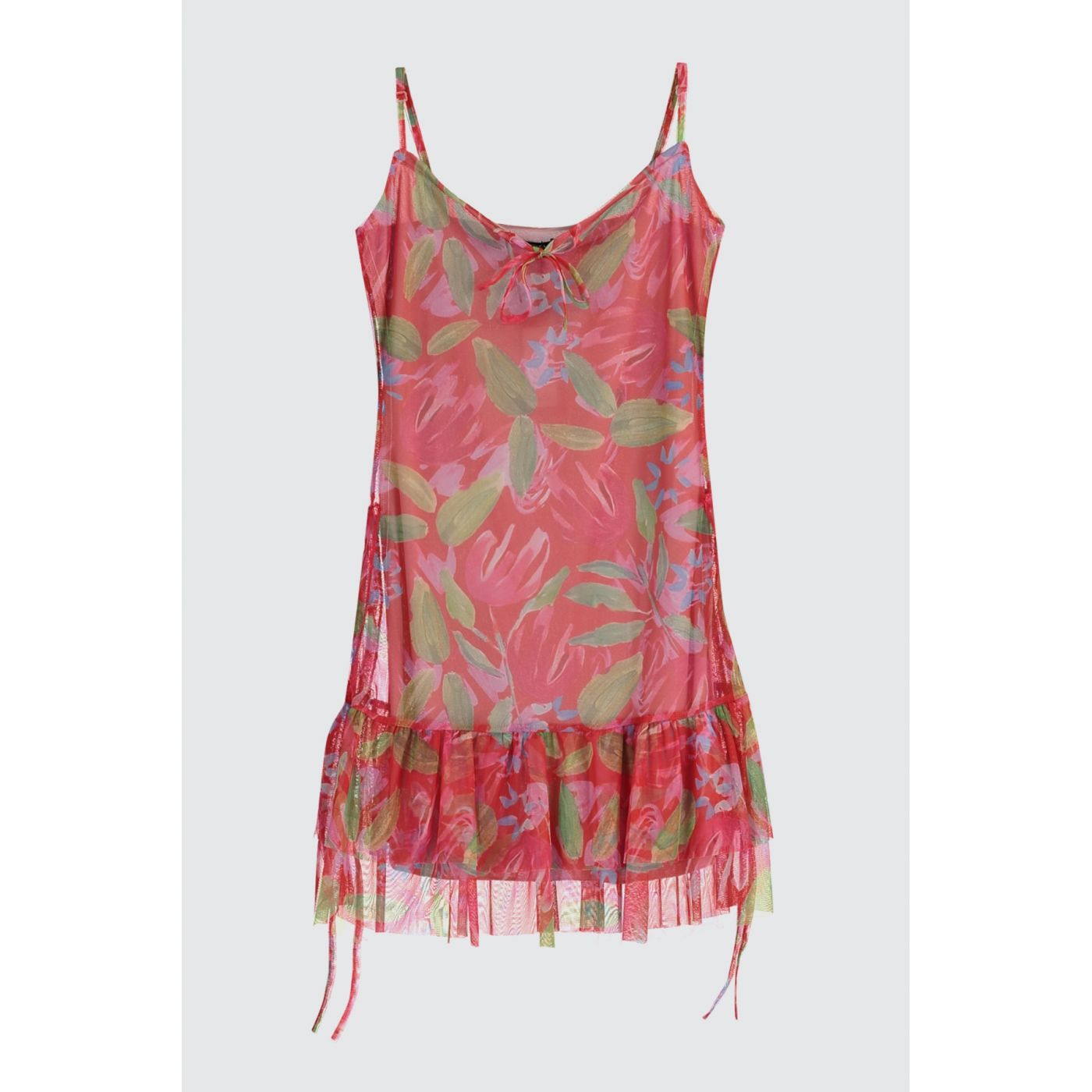 Trendyol Red Printed Tulle Knitting Dress
