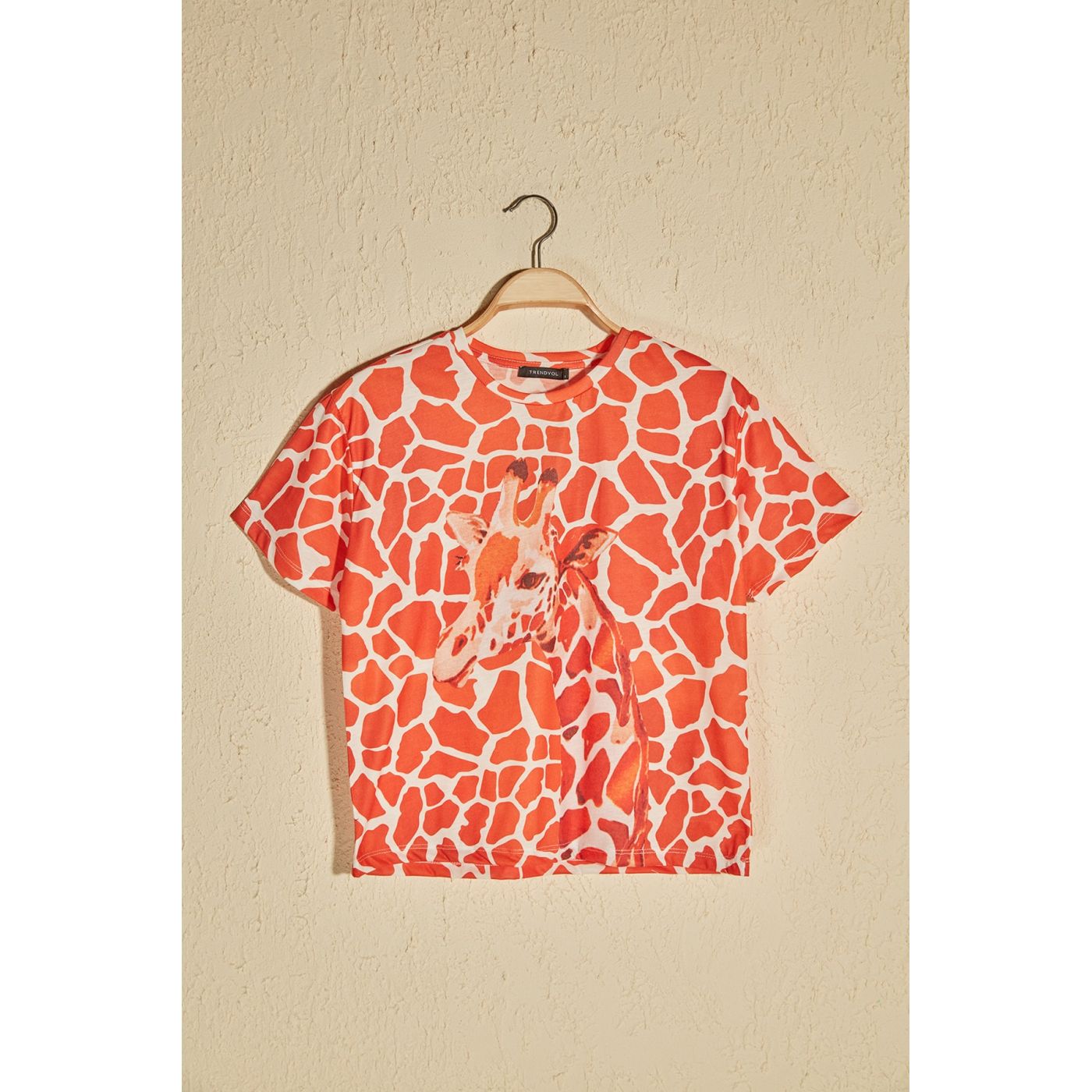 Trendyol Orange Printed Loose Knitted T-Shirt
