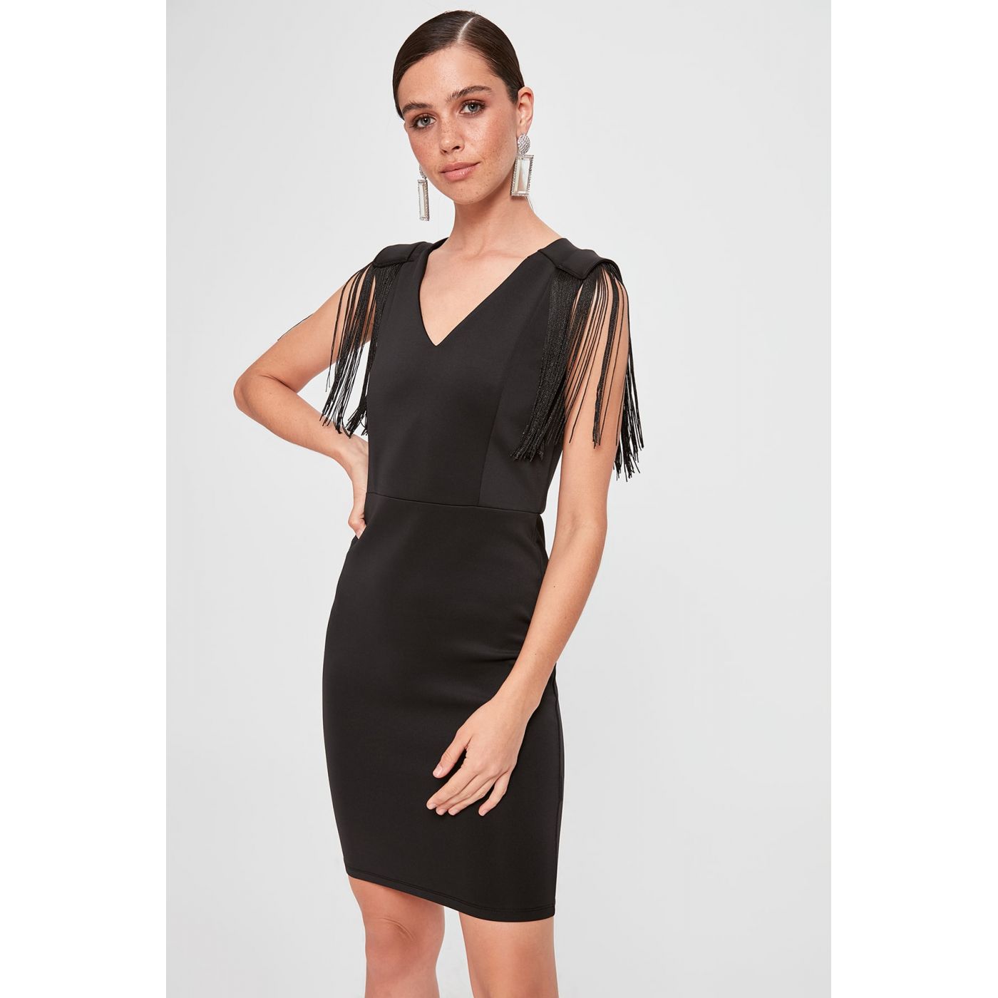 Trendyol Black Tassel Detailed Dress