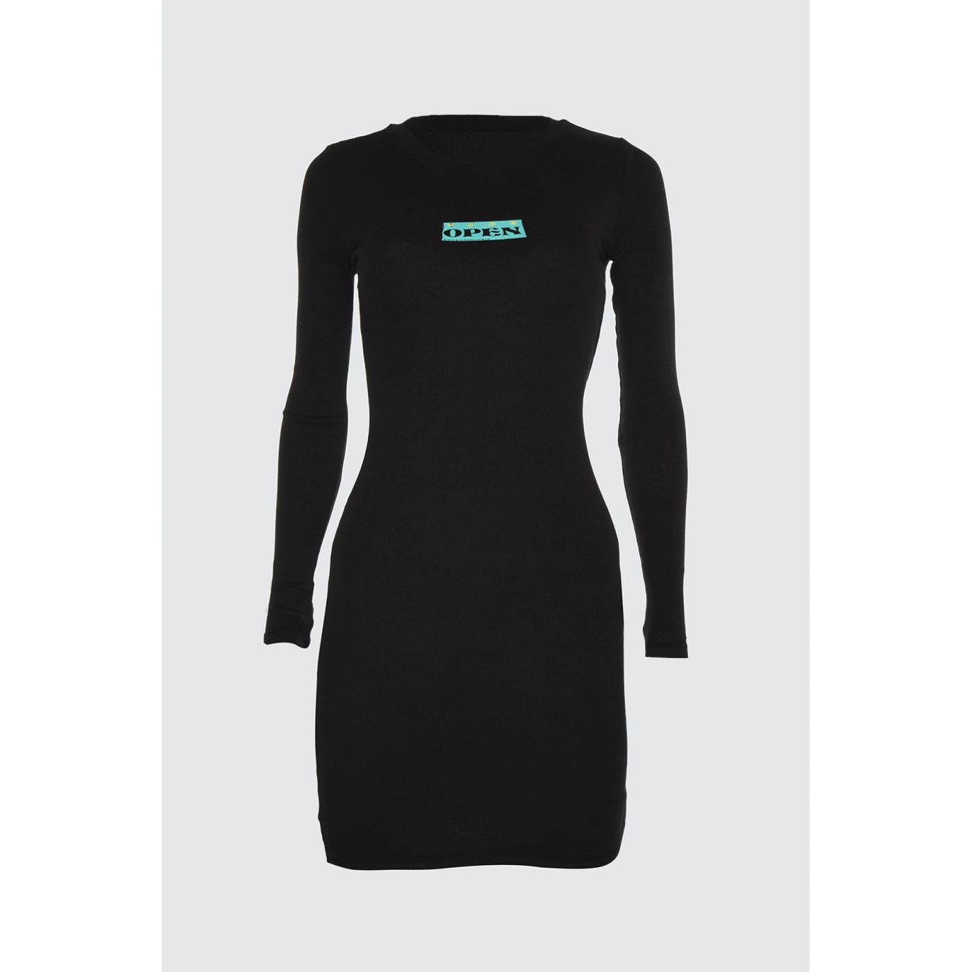 Trendyol Black Printed Mini Knitted Dress