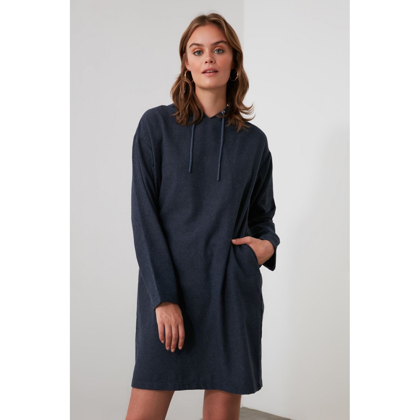 Trendyol Navy Hooded Dress