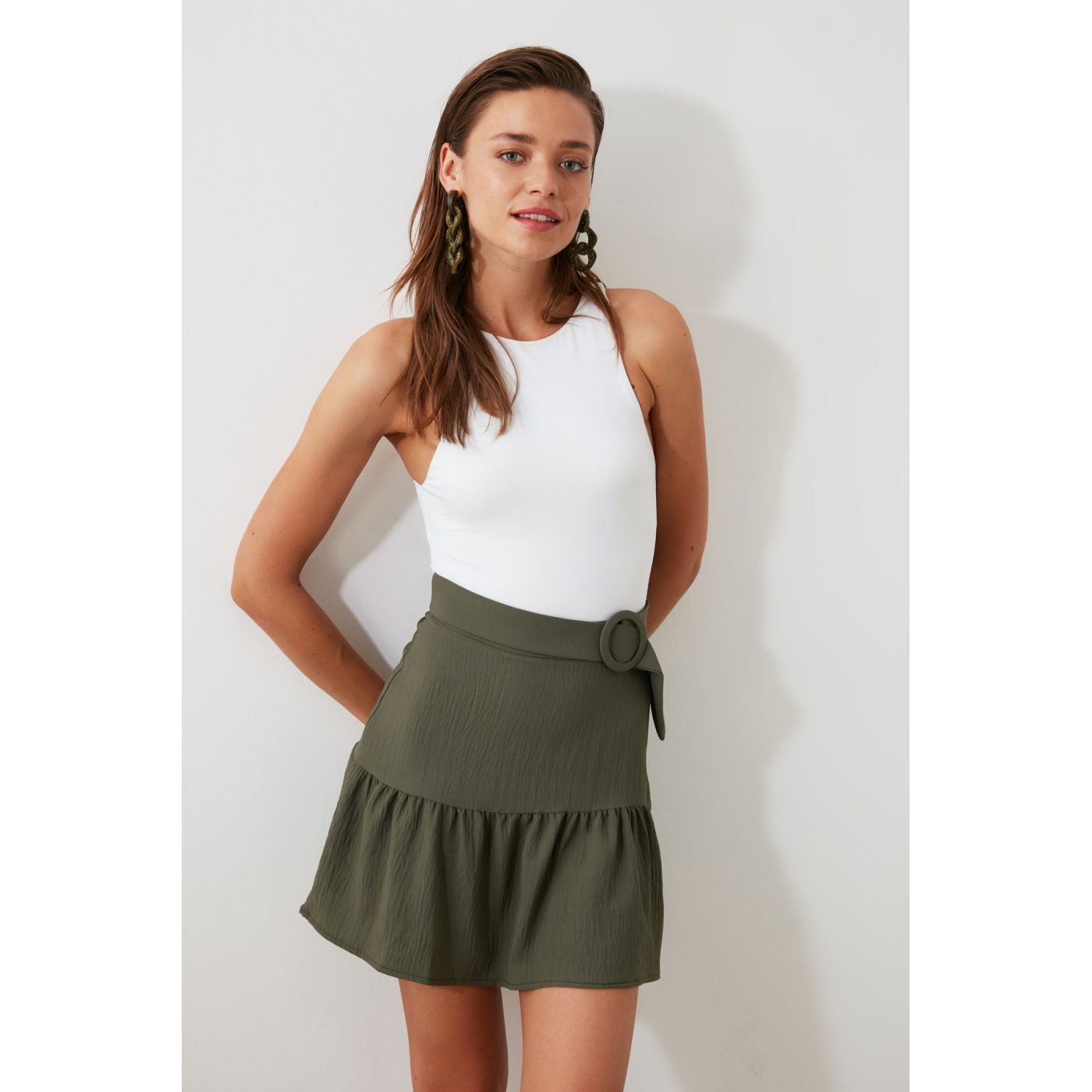 Trendyol Khaki Arched Skirt