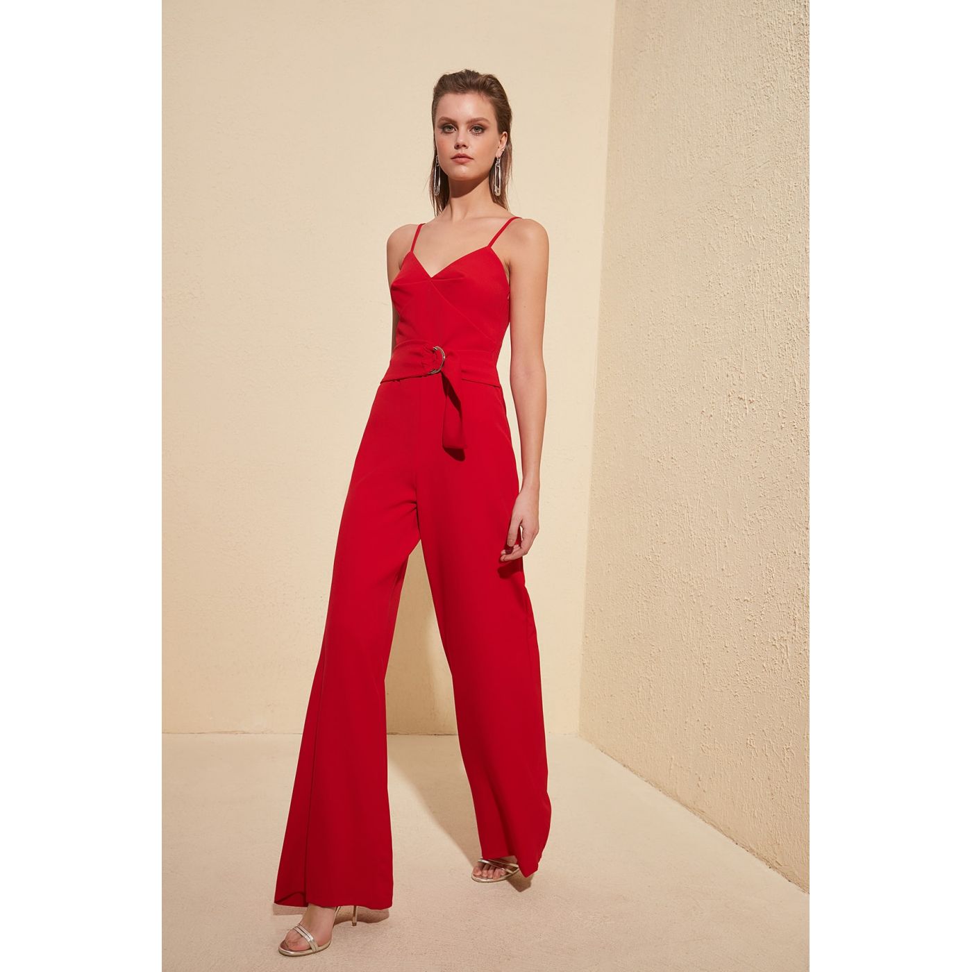 Trendyol Red Accessory Detailed Jumpsuit