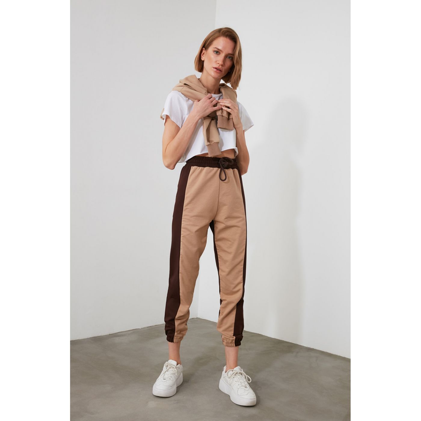 Trendyol Brown Color Block Basic Jogger Knitted Tracksuit bottom