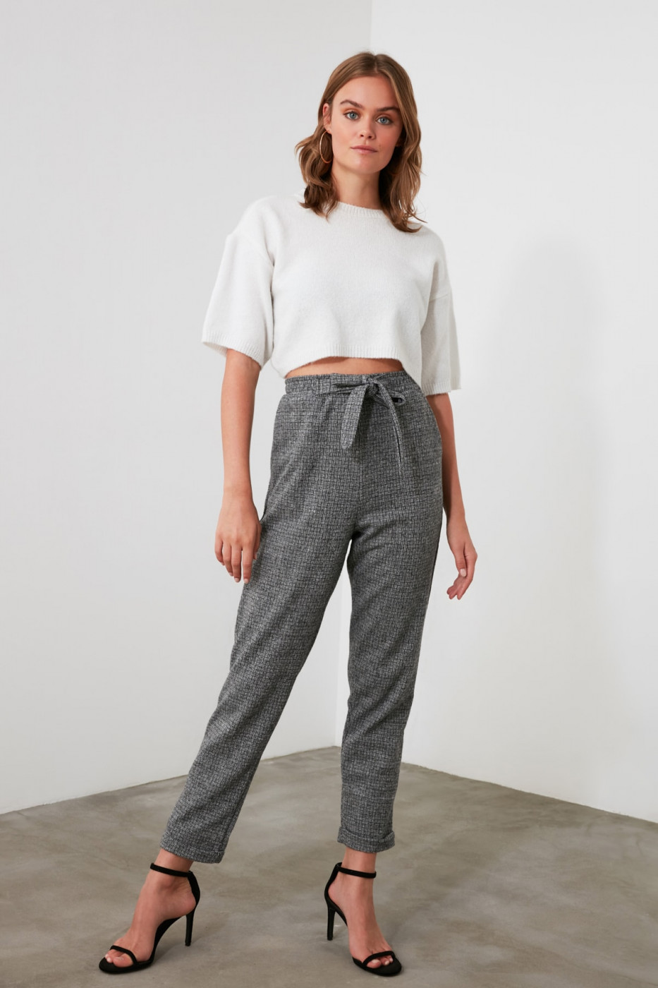 Trendyol Anthracite Binding Detailed Knitted Trousers