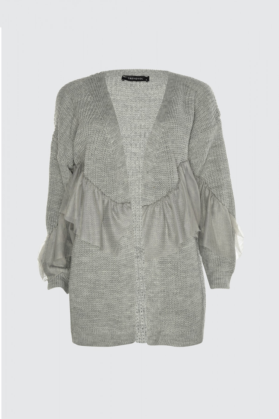 Trendyol Grey Tulle KnitCardia