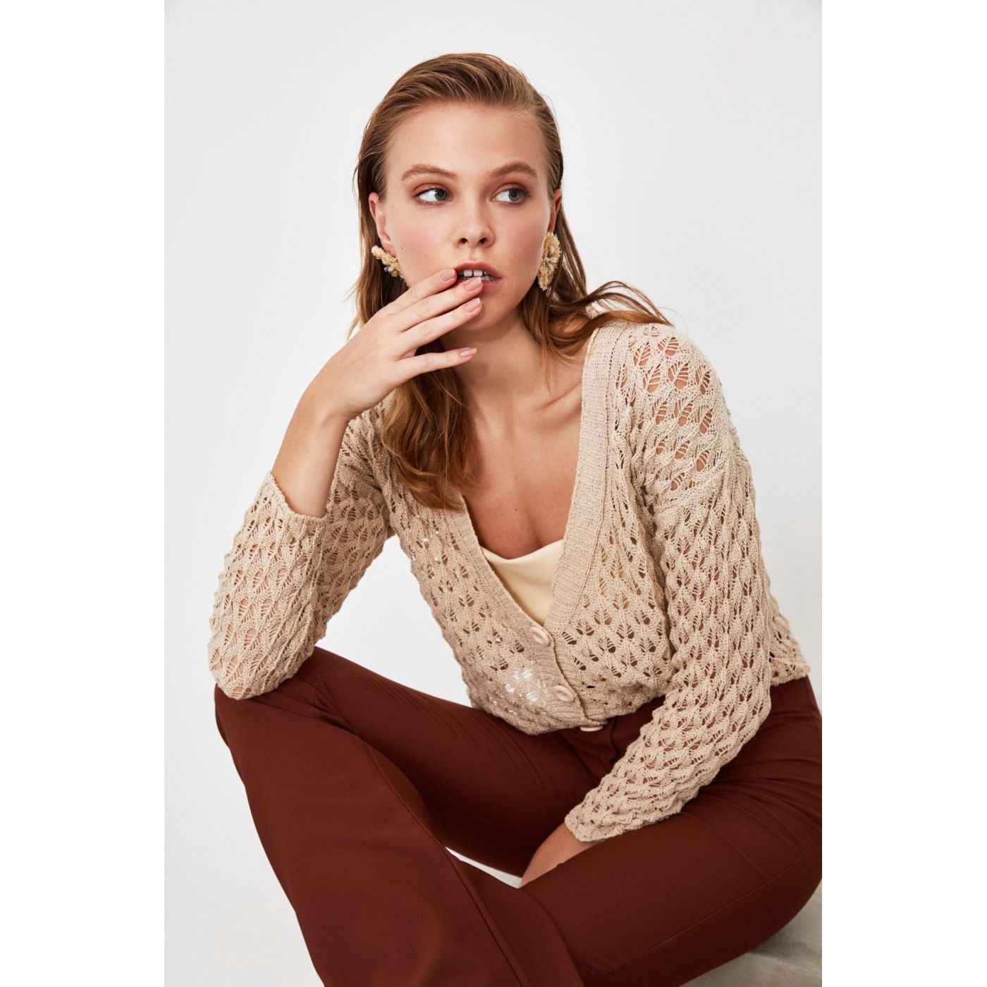 Trendyol Stone Blindk Edifit Cardigan