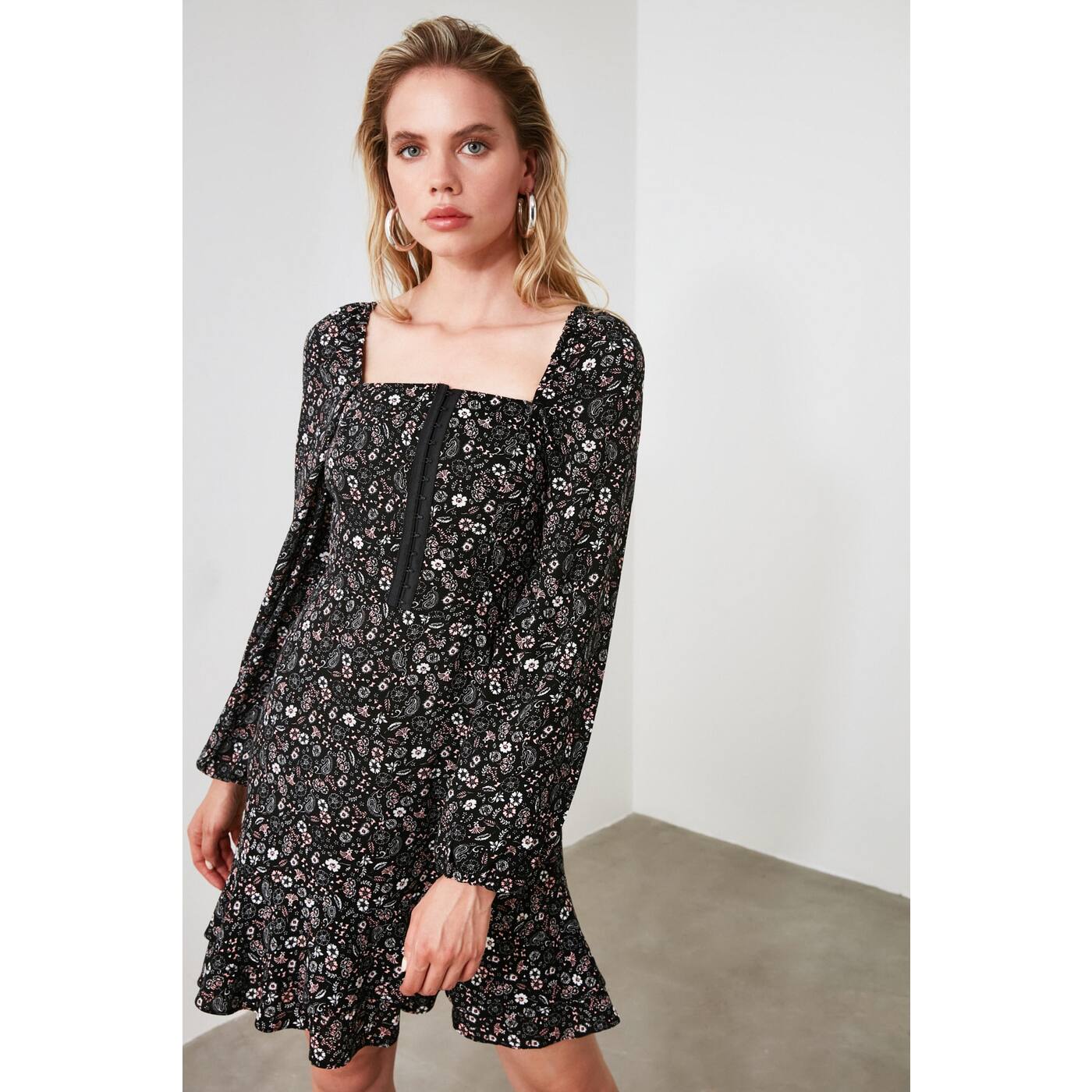 Trendyol Black Agraf Detailed Dress