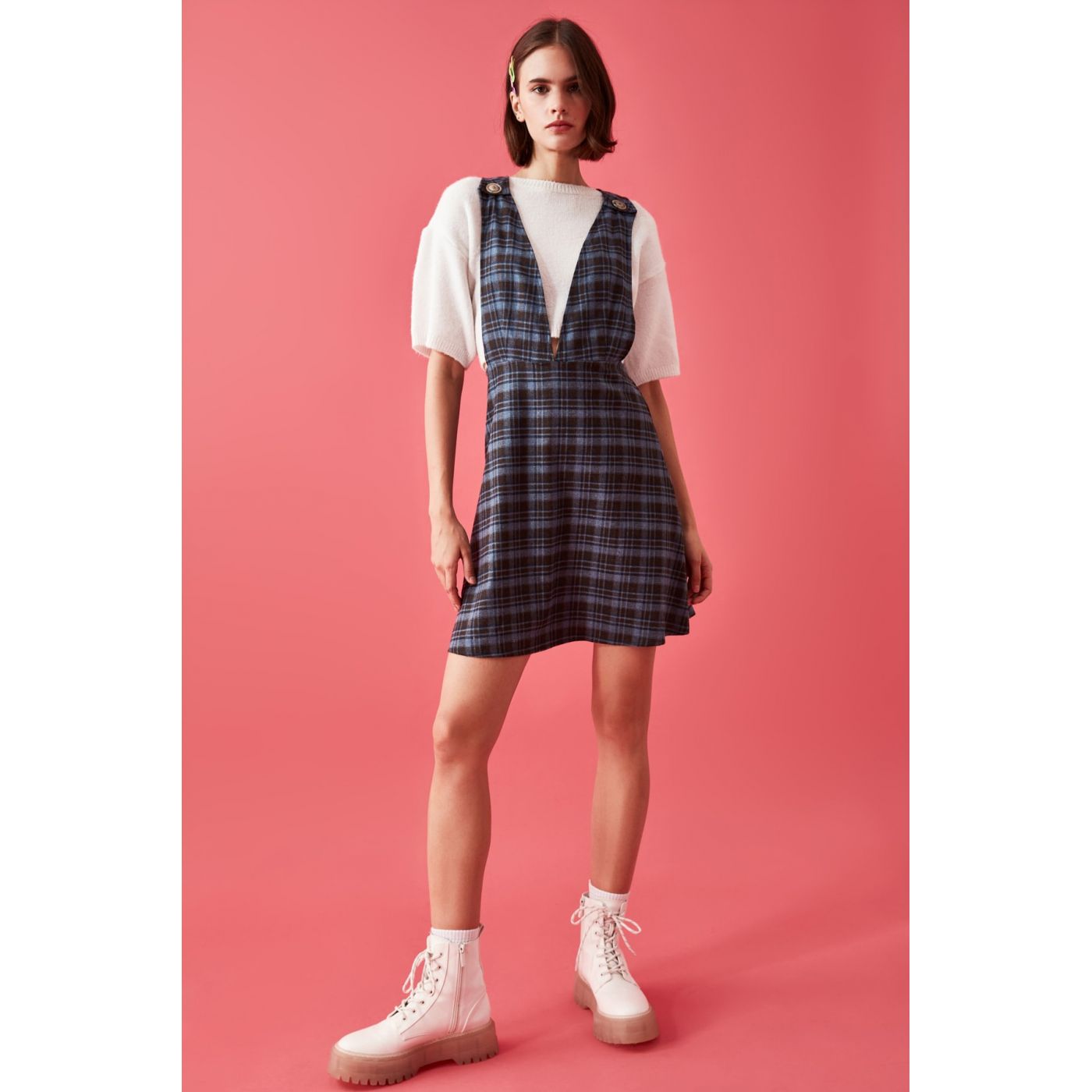 Trendyol Navy Strap Button Detailed Jile Dress