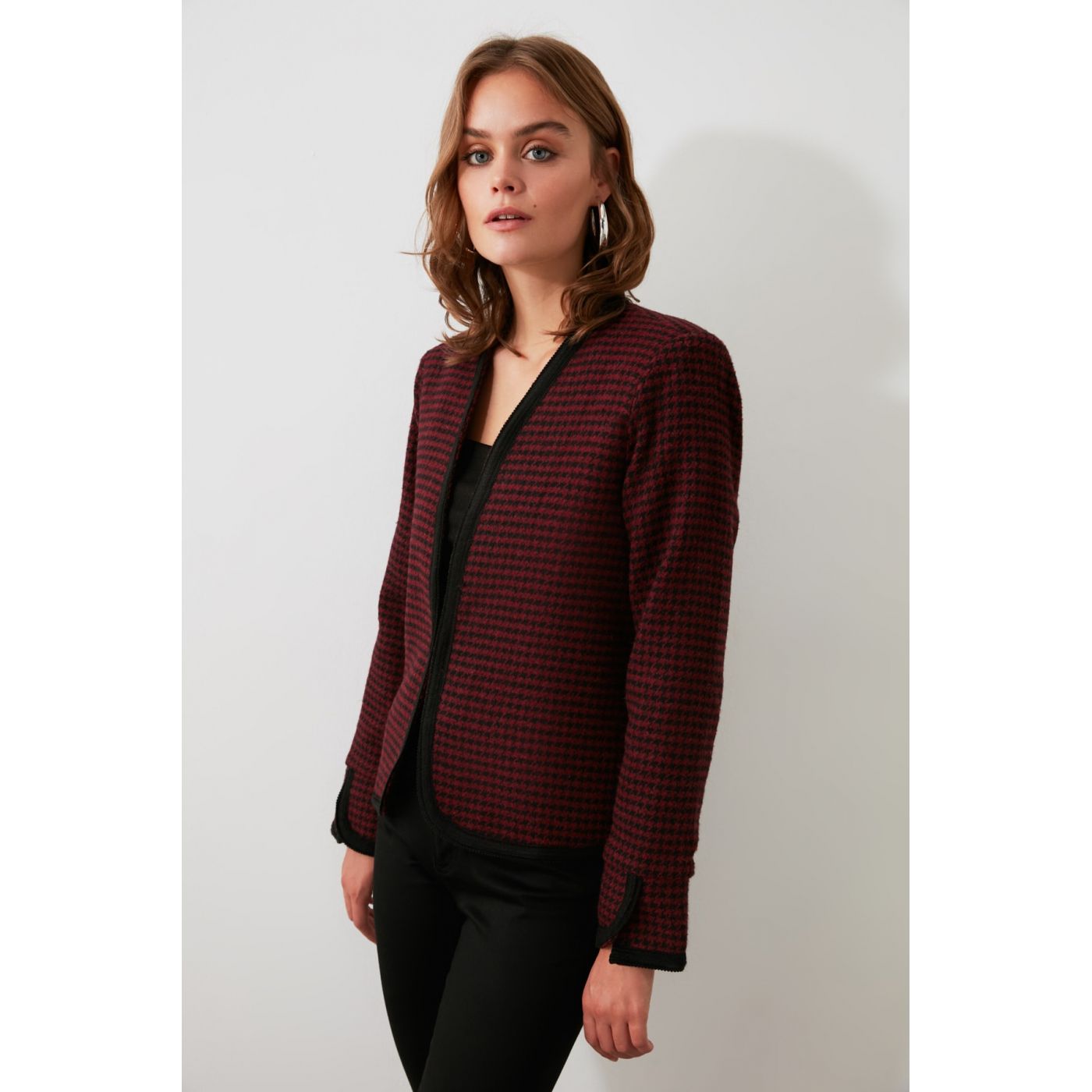 Trendyol Burgundy Goose Foot Jacket