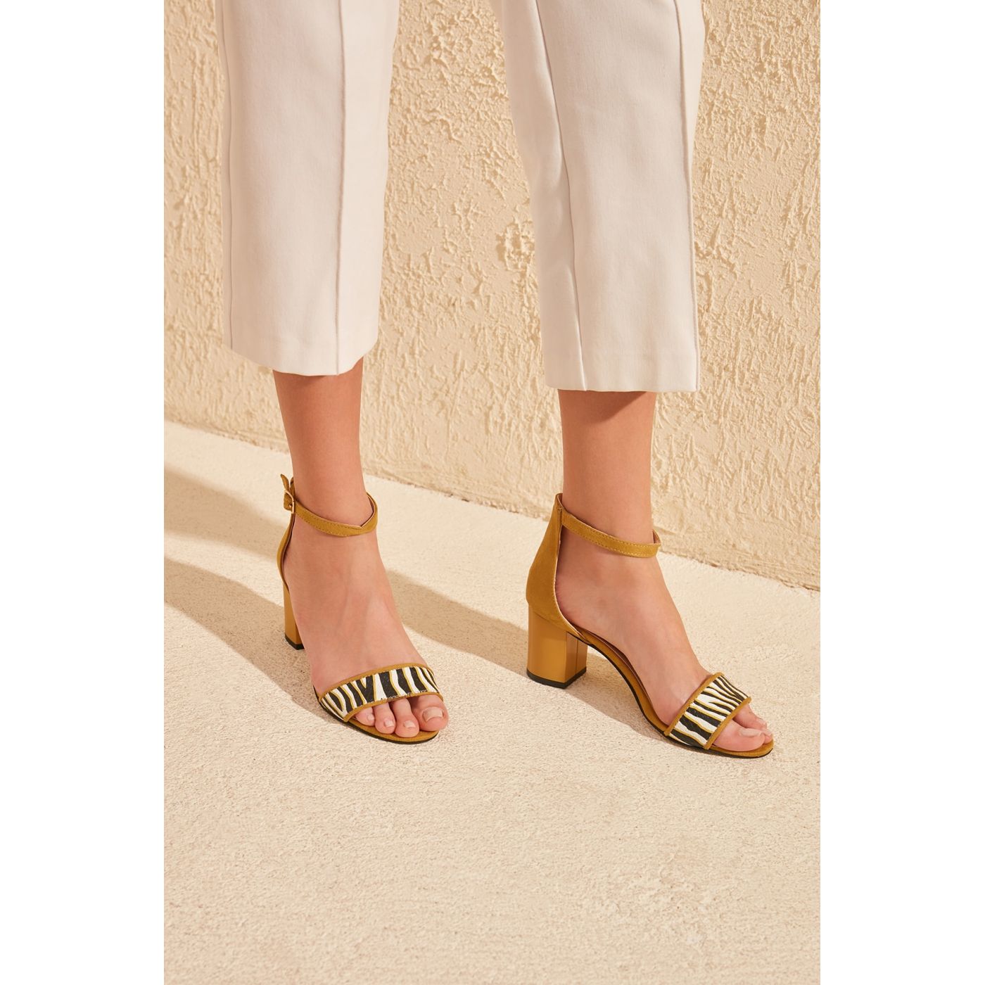 Trendyol Yellow Zebra Detailed Women's Classic Heels