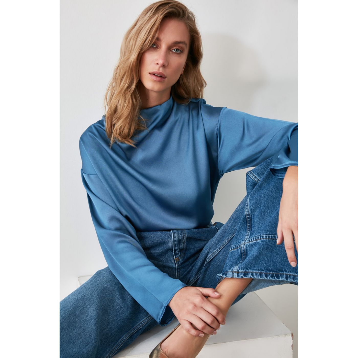 Trendyol Indigo Collar Detailed Blouse