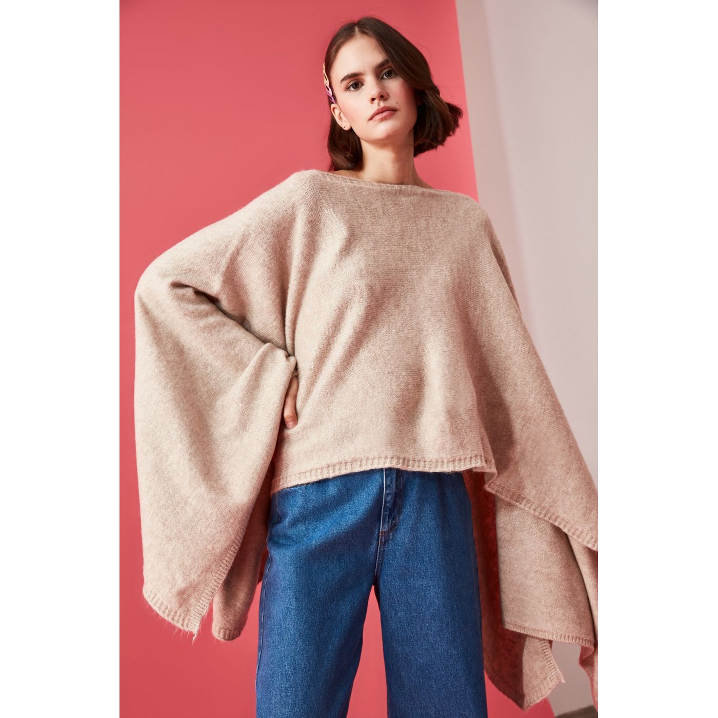 Trendyol Stone Cape Looking Knitwear Sweater