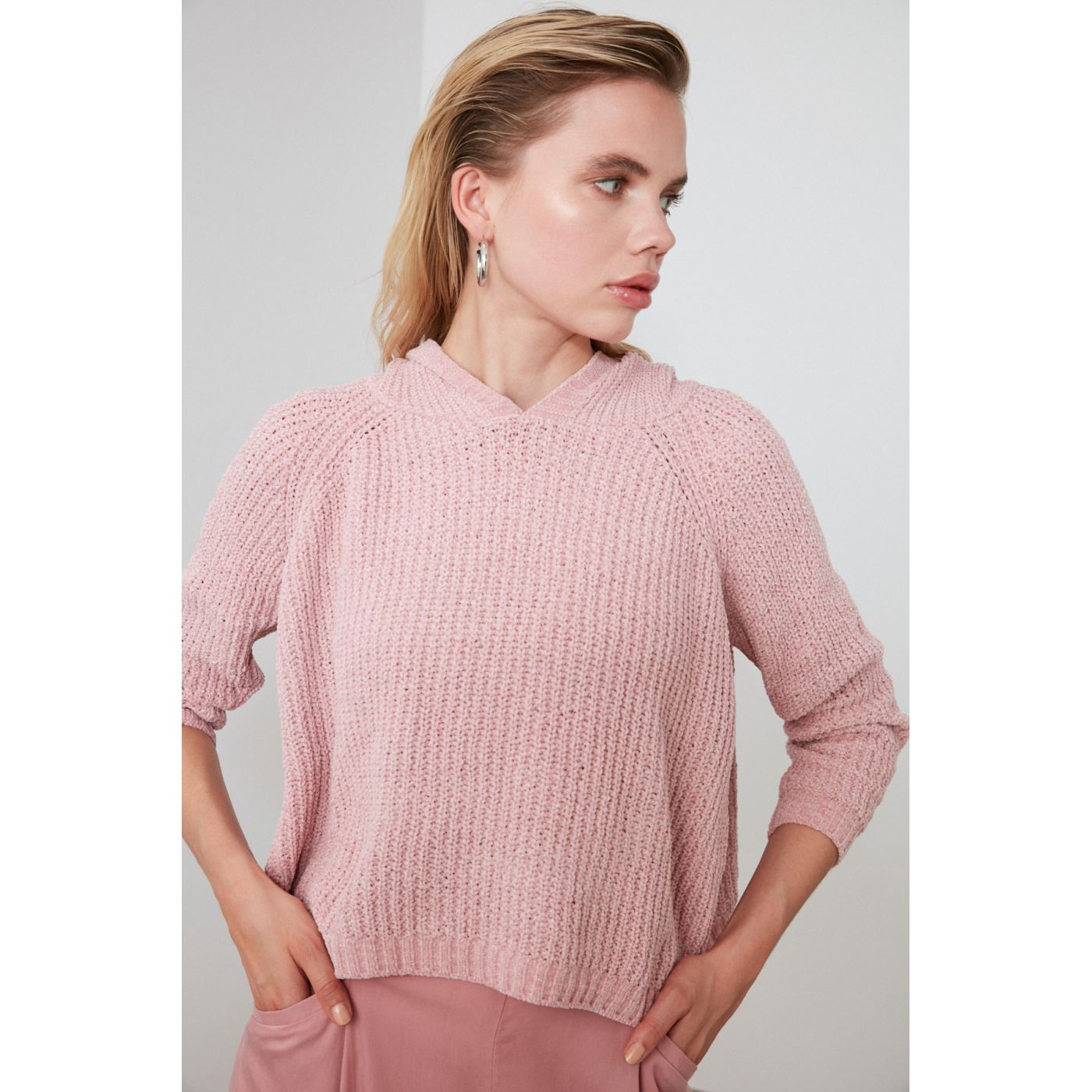 Trendyol PowderHood Windwear Knit Sweater