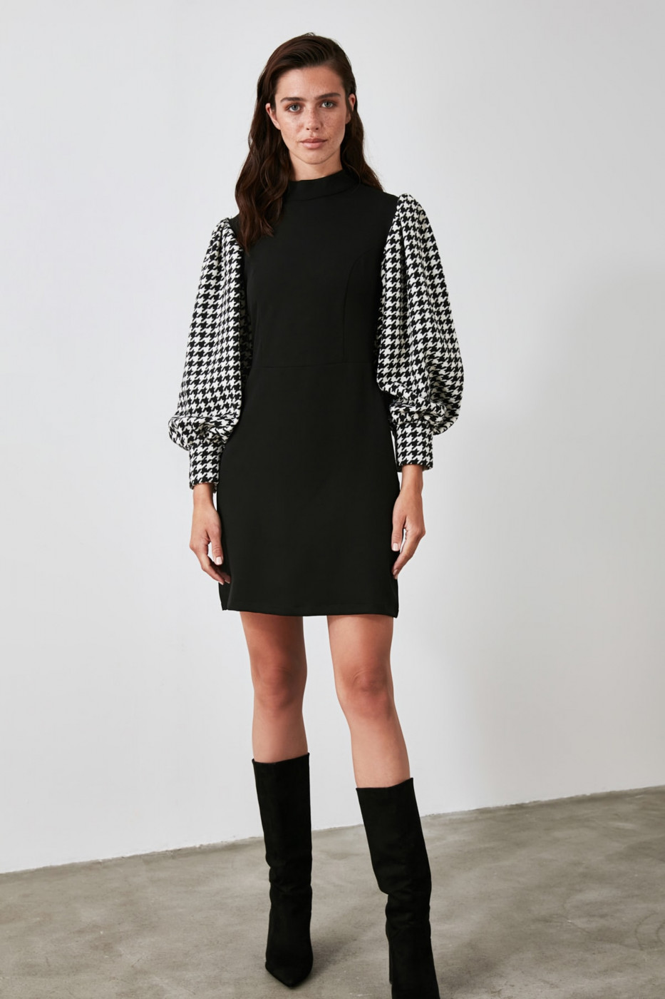 Trendyol MultiColored Sheer Neckline Sleeve Detailed Dress