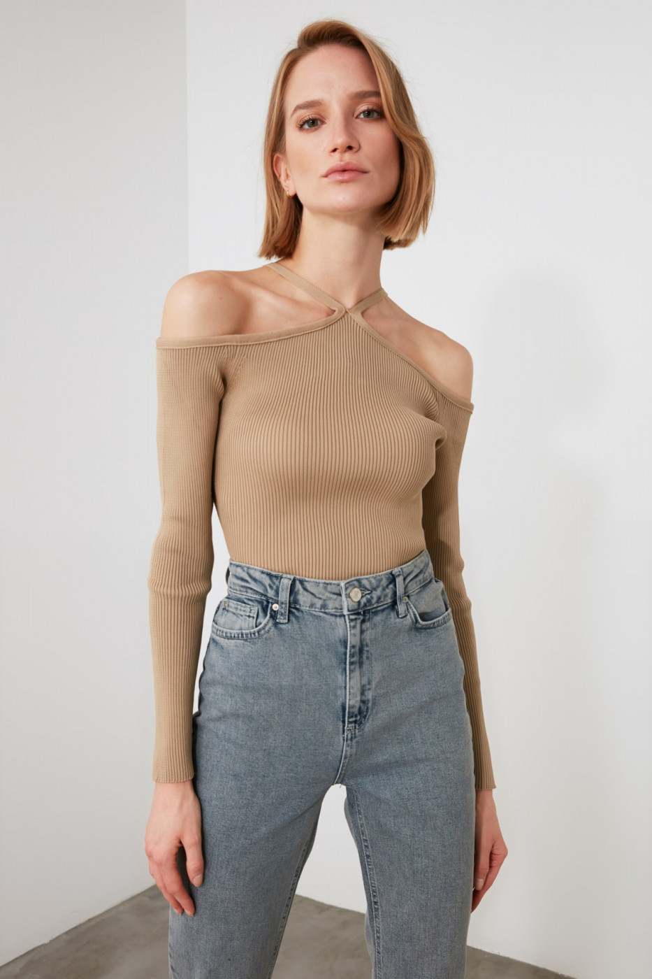 Trendyol Camel Shoulder Detailed Sweater