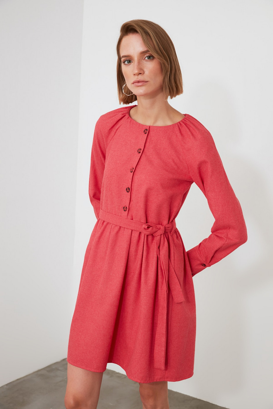 Trendyol Pomegranate Blossom Belt Dress