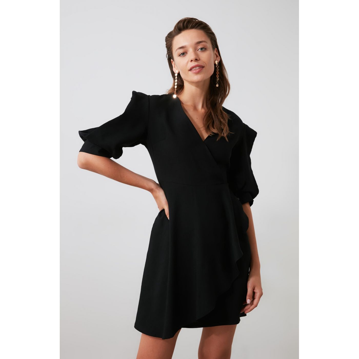 Trendyol Black Cruise Neck Dress