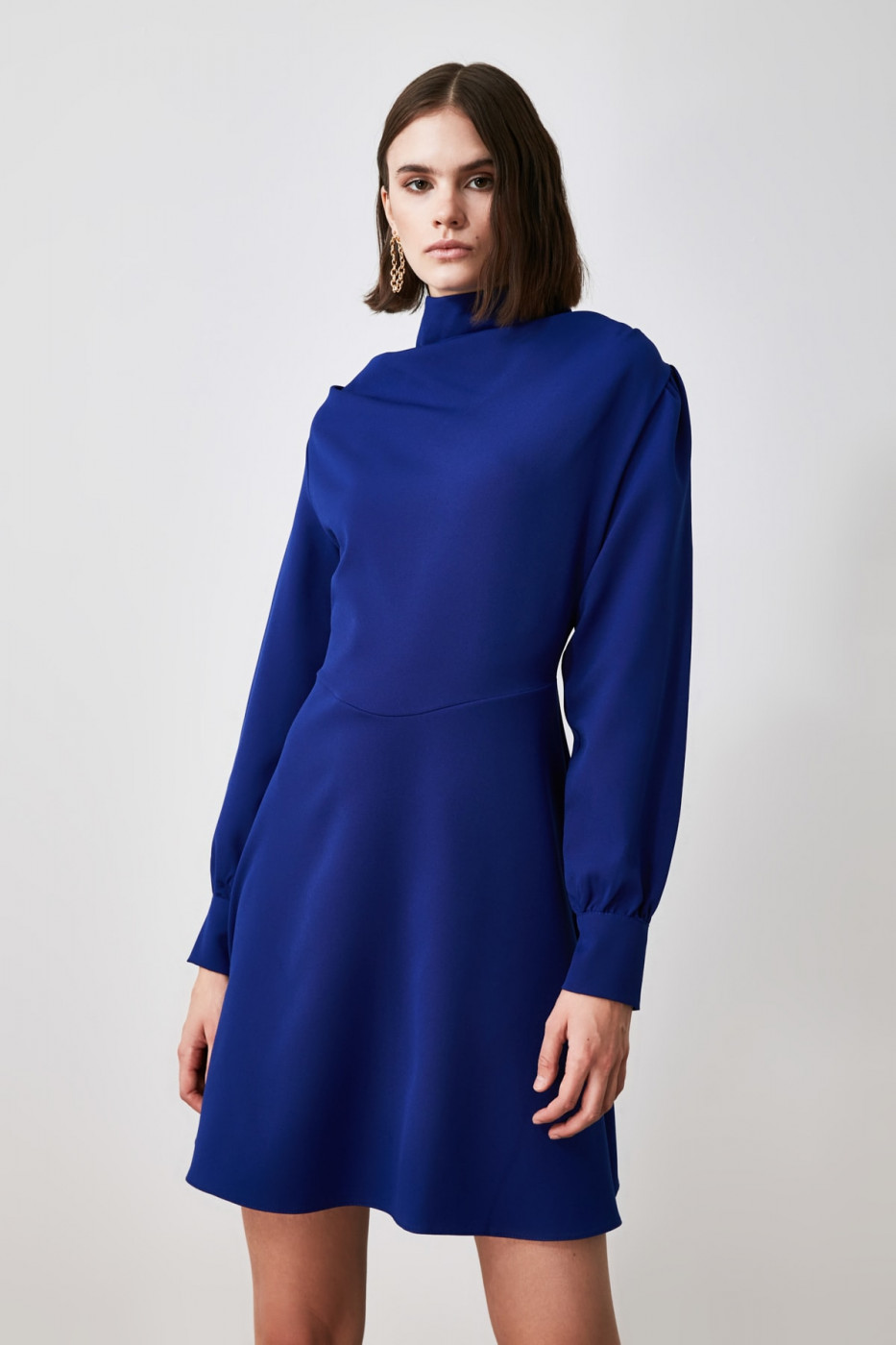 Trendyol Saks Sheer Neckline Dress
