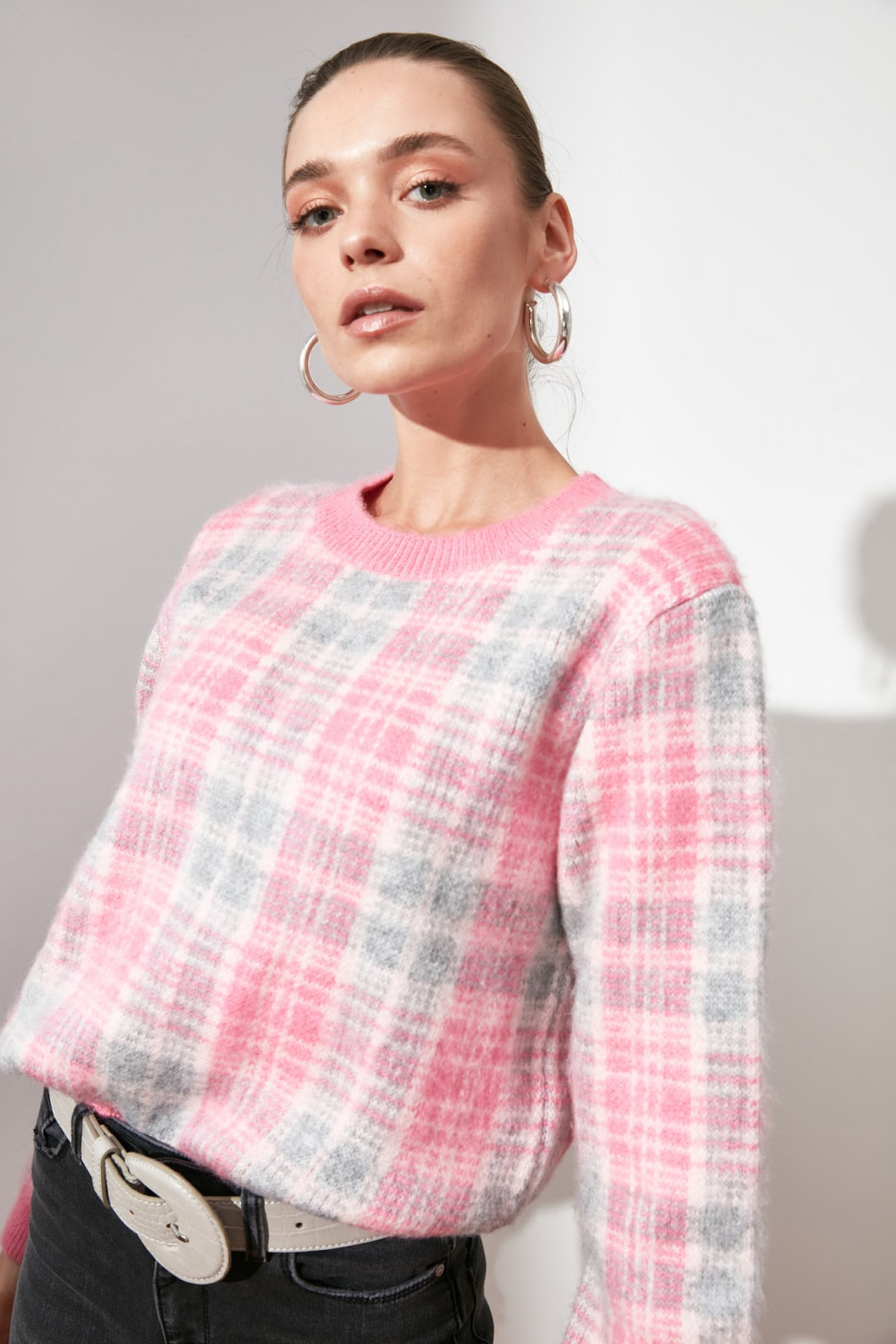 Trendyol Pink Jacquard Knit Sweater