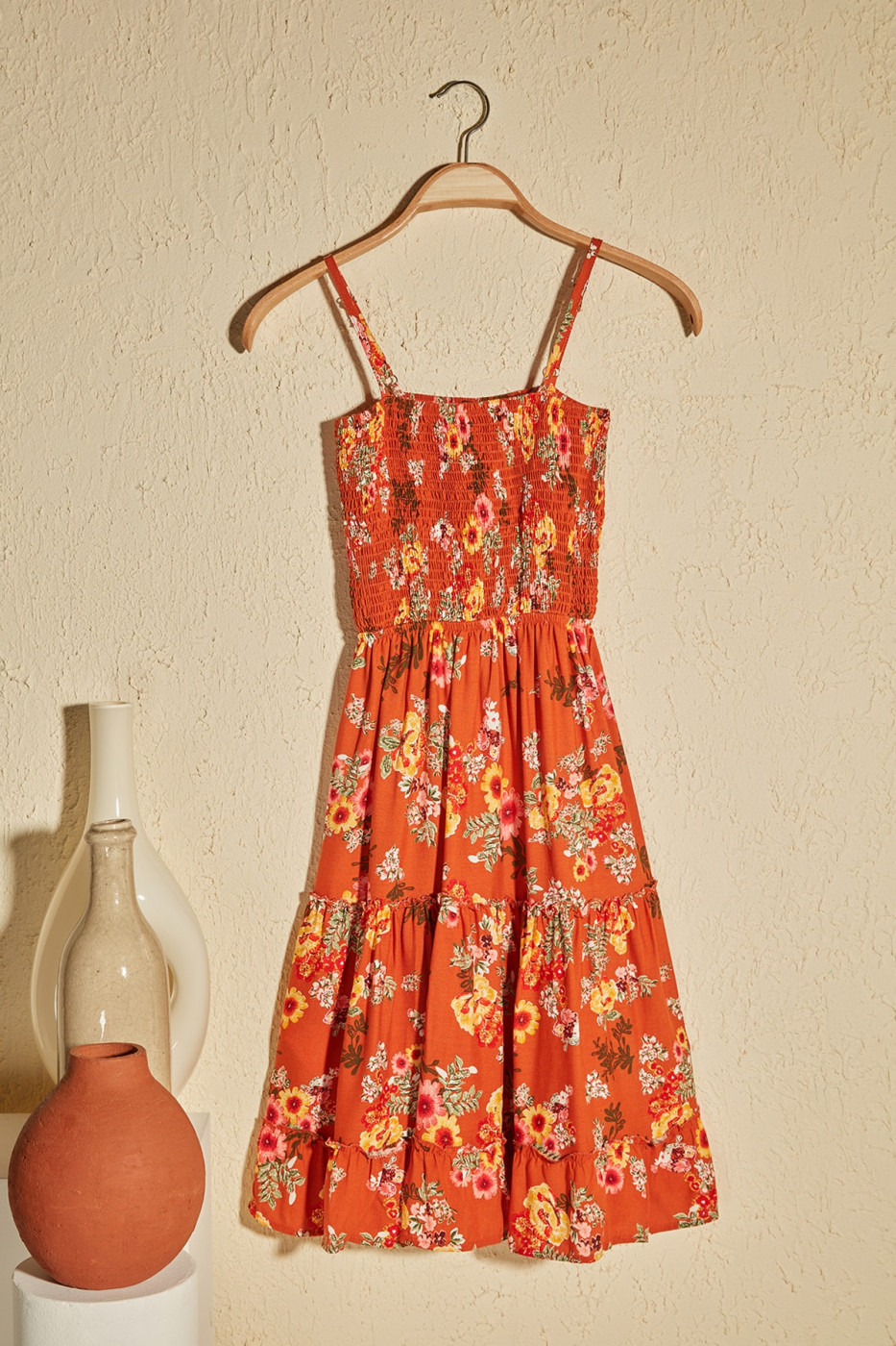 Trendyol Gipeli Dress With Orange Floral Pattern