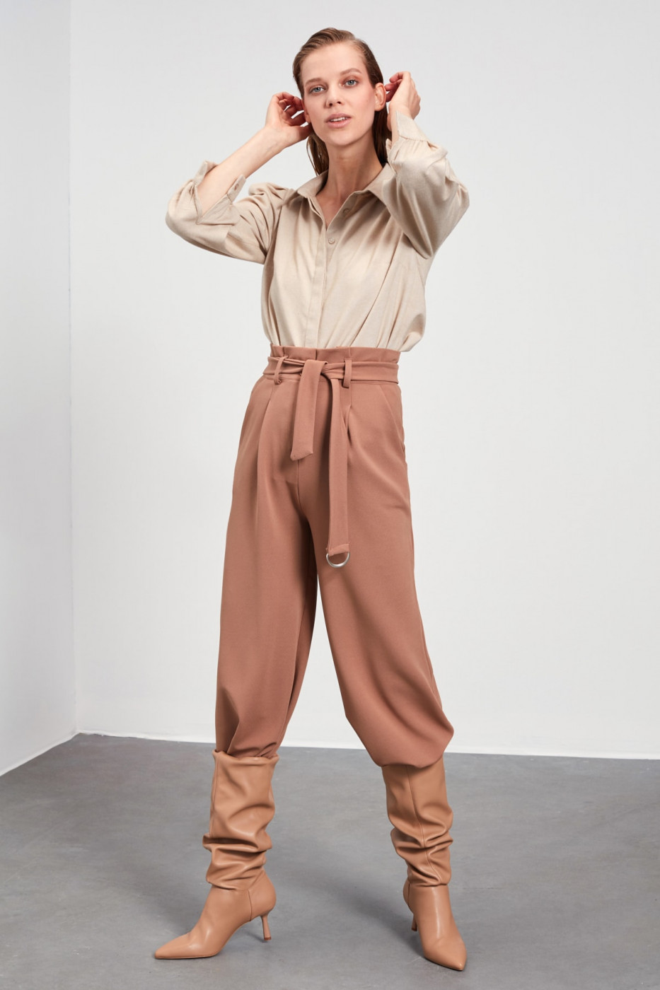 Trendyol Camel Baggy Hem knitted Trousers