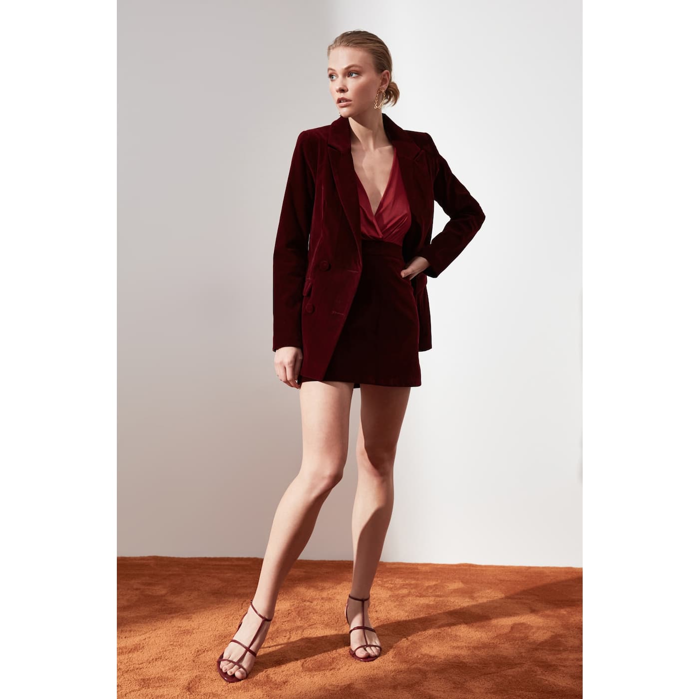 Trendyol Burgundy Straight Skirt