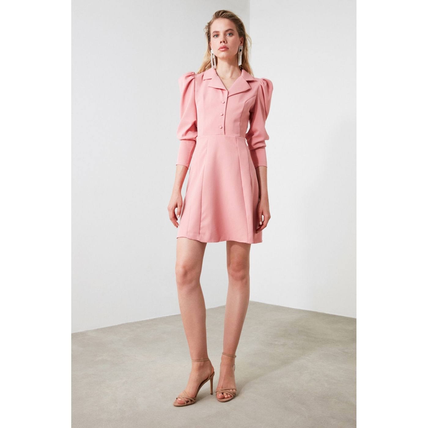 Trendyol Rose Dry Shirt Collar Dress