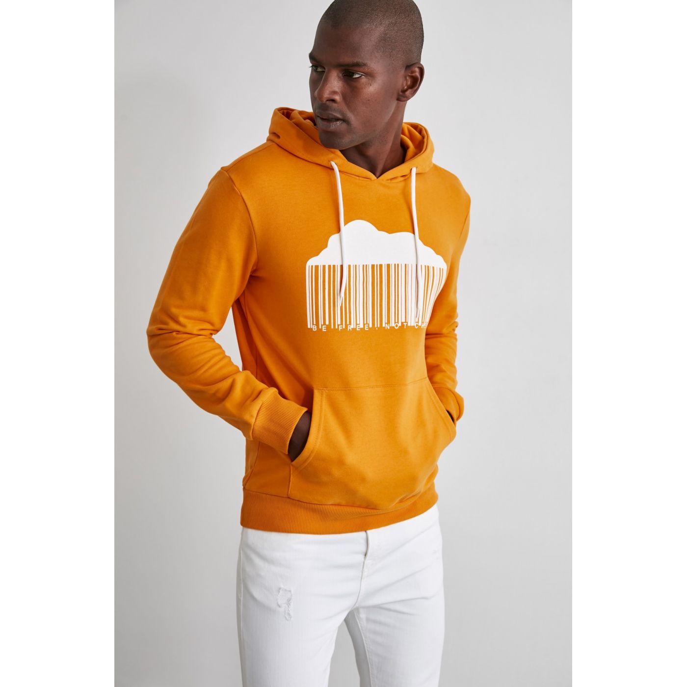 Trendyol Mustard Men's Printed Sweatshirt
