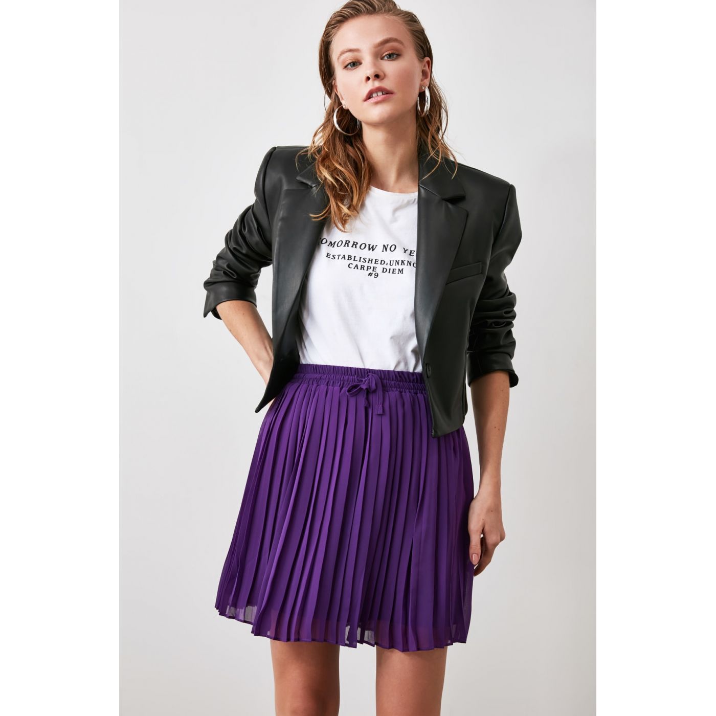 Trendyol Purple Binding Detailed Skirt