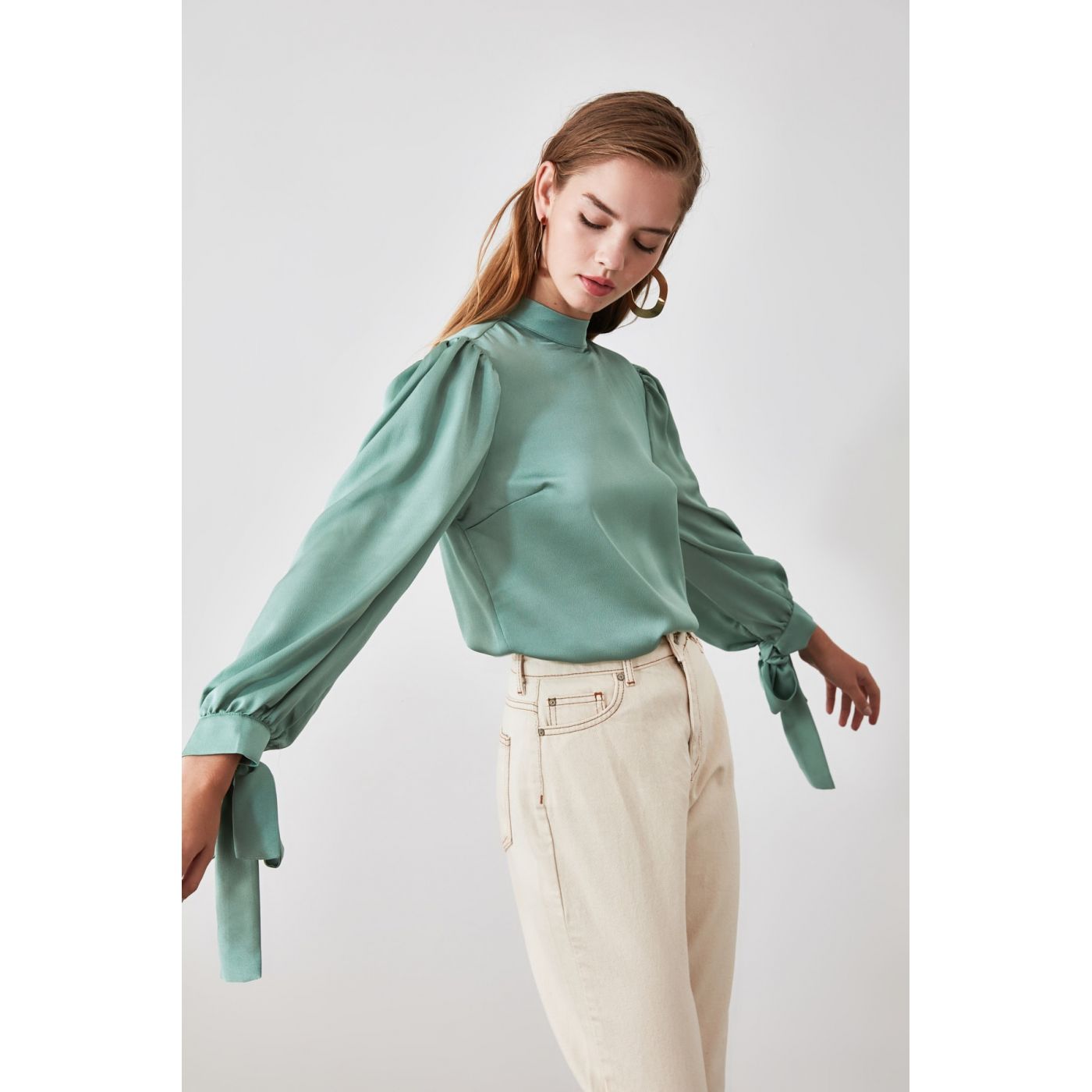 Trendyol Mint Binding Detailed Blouse